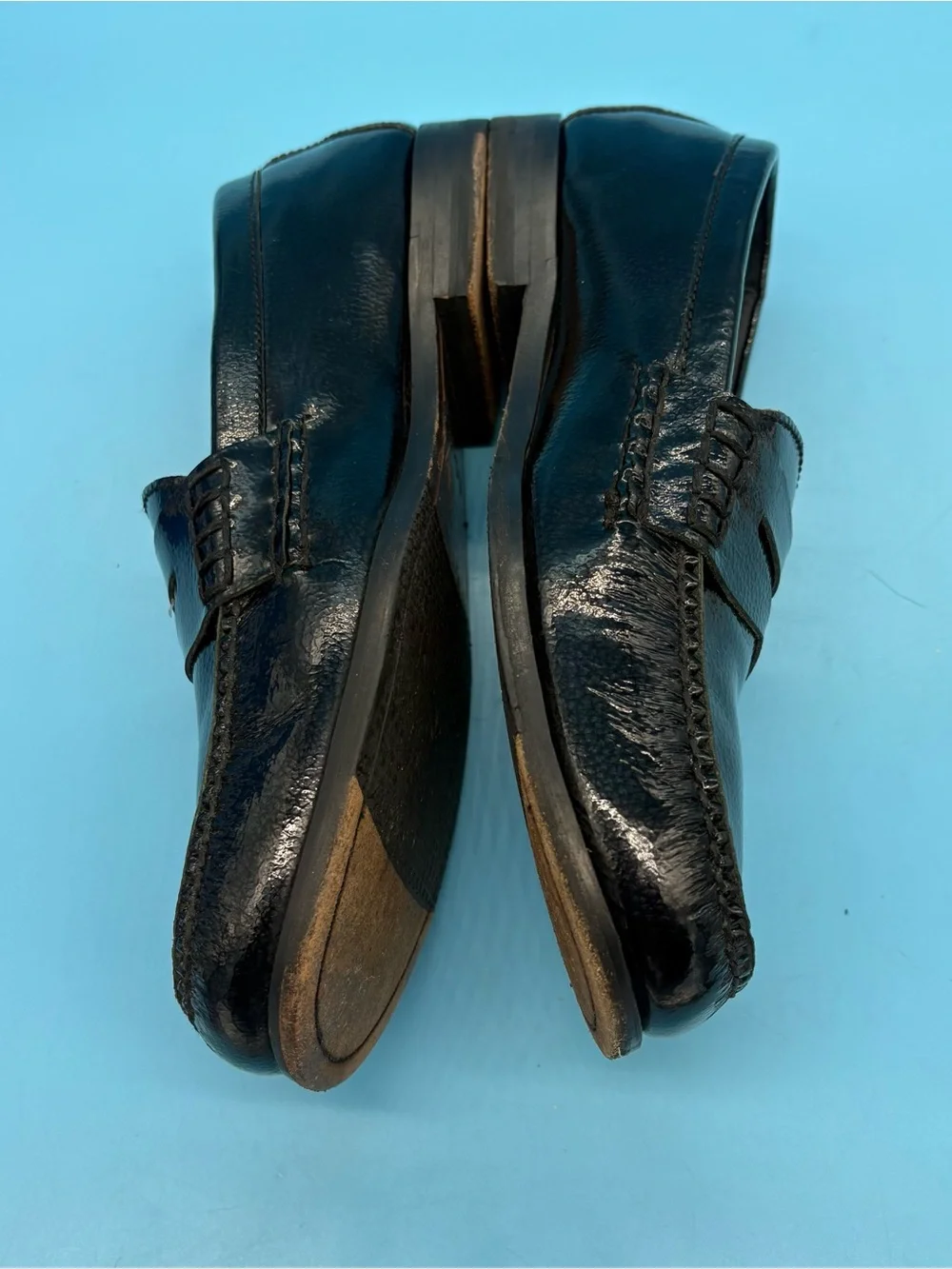 Cole Haan Grand Series Black Patent Textured Penny Toe Loafers Size 10M